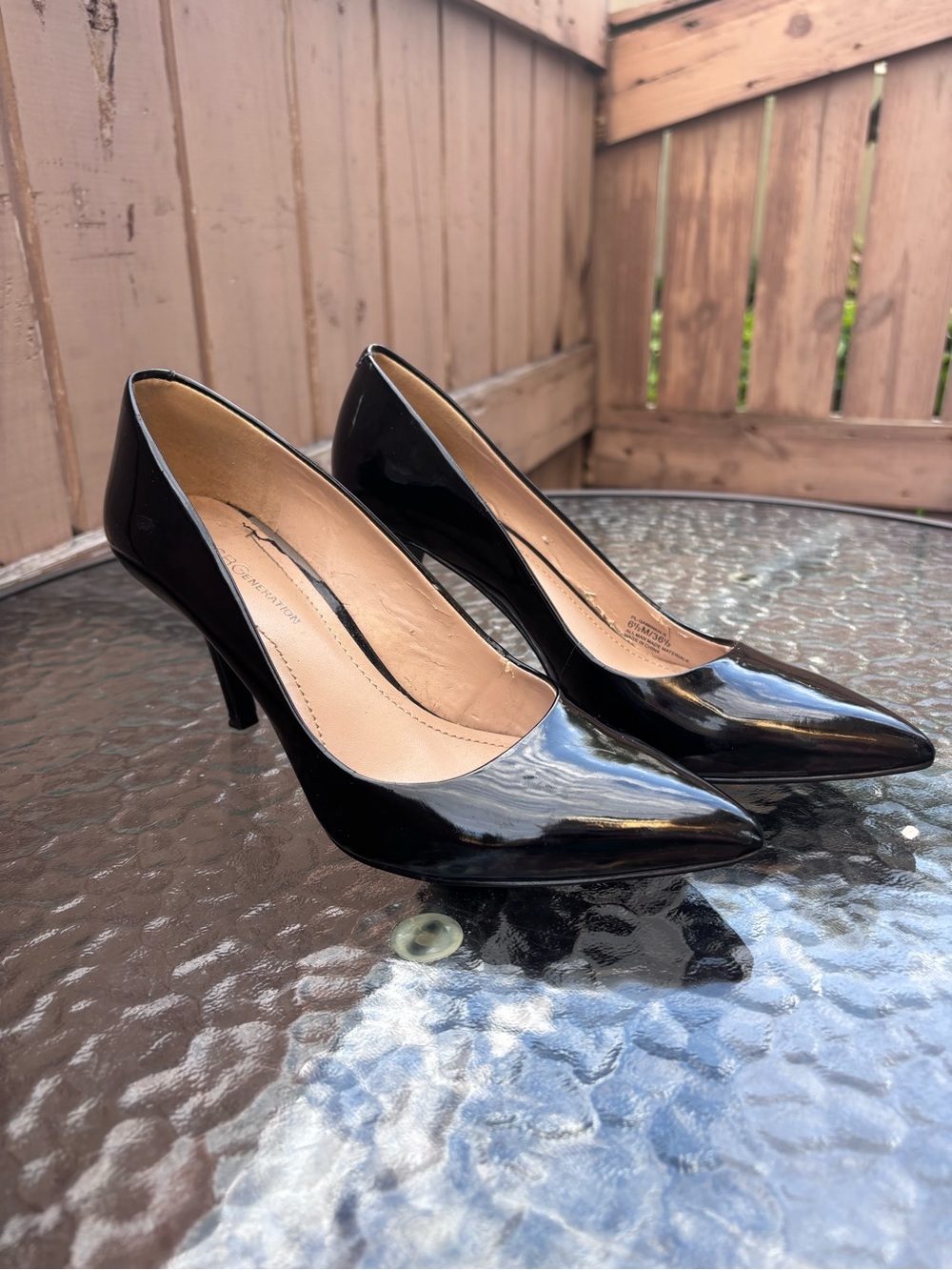 BCBGeneration Black Patent Pointed Toe Pumps